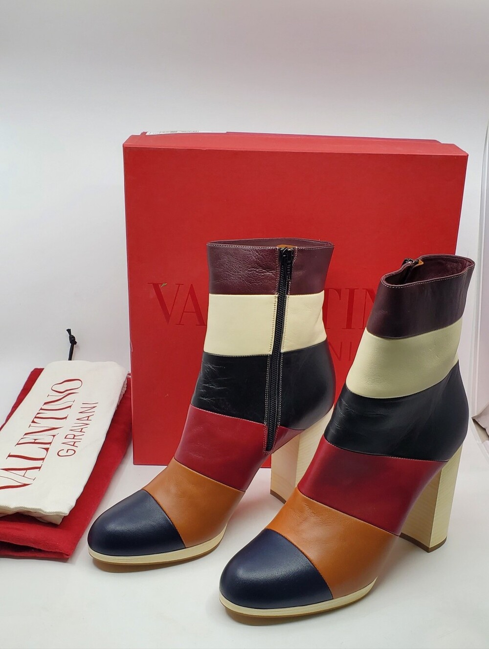 Valentino Garavani MultiColor Striped Colorblock Leather